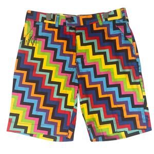 Loudmouth Golf Shorts Men’s 32x10 Multicolored Geometric Op Art Preppy Chino